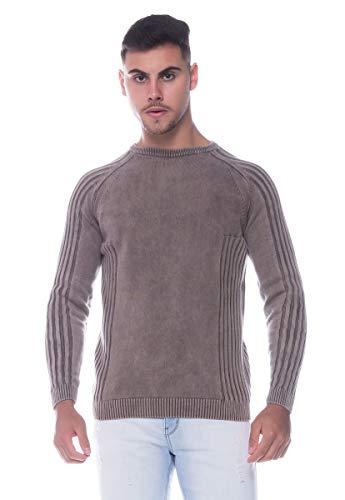 Suéter Masculino Tricô Estonado Genebra 7173-100% Algodão COR:Marrom;Tamanho:GG;Gênero:Masculino