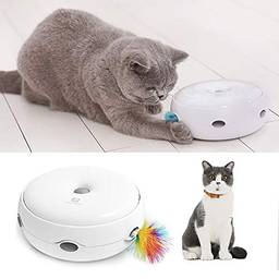 Staright Brinquedo interativo para gatos Brinquedo eletrônico inteligente de provocação de gato com sons gotejantes Modos inteligentes de penas Luz noturna