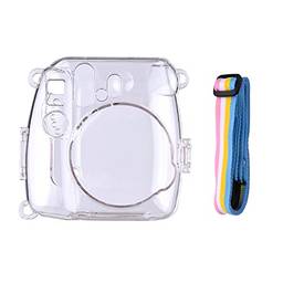 Miaoqian Estojo de proteção transparente para câmera instantânea com cordão arco-íris compatível com Fujifilm Instax Mini 8/9