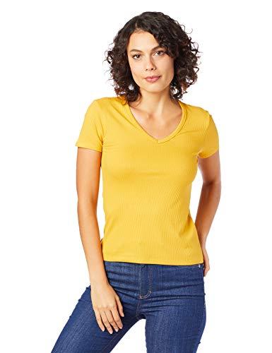 Camiseta Viscose canelada, Malwee, Femenino, Amarelo, GG