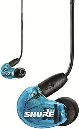 Shure Fones de ouvido AONIC 215 com isolamento de som, som nítido, driver único, ajuste intra-auricular seguro, cabo removível, qualidade durável, compatível com dispositivos Apple e Android – azul