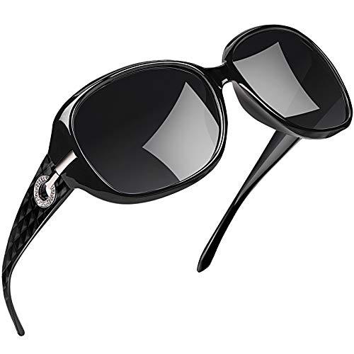 Óculos de Sol Feminino Polarizados Joopin Armação Grande óculos Escuros para Mulheres Vintage Senhoras Tons (Pacote Preto Simple, Preto)
