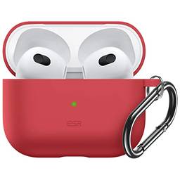ESR Silicone Case compatível com AirPods 3rd Generation Case (2021), Hybrid Protective Case com Carabiner, Wireless Charging Compatible, Bounce Series for AirPods 3 Case, Red