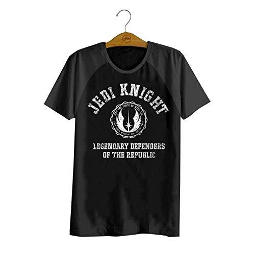 Camiseta Jedi Knight, Studio Geek, Adulto Unissex, Preto e Cinza, P