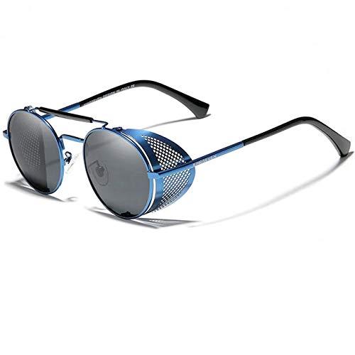 Óculos de Sol Masculino Redondo Steampunk Kingseven Proteção Polarizados UV400 Anti-Reflexo N7550 (C6)