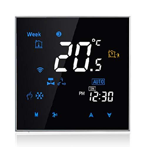 Controlador de temperatura programável digital de termostato inteligente de dois tubos para ar condicionado (BAC-3000AL, preto) DECDEAL