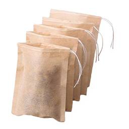 Homyl Pacote com 100 sacos de filtro de chá vazios para infusor de chá descartável com cordão de folhas soltas, Natural Color_9x7cm, 1