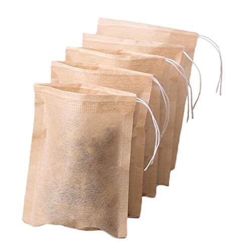 Homyl Pacote com 100 sacos de filtro de chá vazios para infusor de chá descartável com cordão de folhas soltas, Natural Color_7x5cm, 1