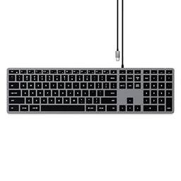 Satechi Teclado retroiluminado com fio fino W3 com teclado numérico – Teclas iluminadas e conexão USB-C integrada – Compatível com MacBook Pro M1 Pro & Max 2021, iMac, 2020 Mac Mini, 2020 MacBook Air