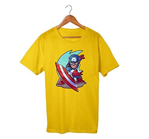 Camiseta Unissex Avengers Capitão America Escudo Geek Marvel (GG, AMARELA)