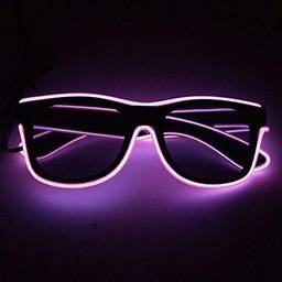 Óculos Led Neon - Lente Escura - Rave Balada Festa Casamento - Rosa