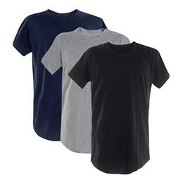 Kit 3 Camisetas Long (Azul Marinho,Cinza Mescla, Preto, G)