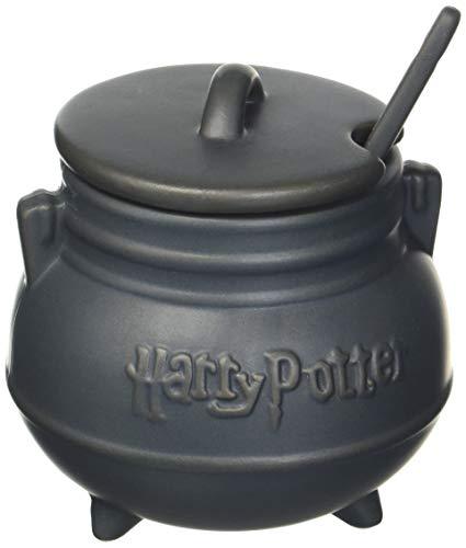Harry Potter Caneca de sopa de caldeirão com colher, padrão, preta