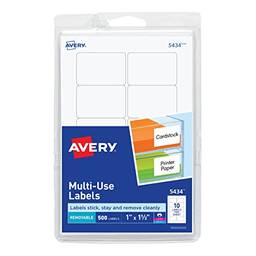 Avery Etiquetas autoadesivas removíveis, 2,8 x 3,8 cm, branco, 500 por pacote (05434)