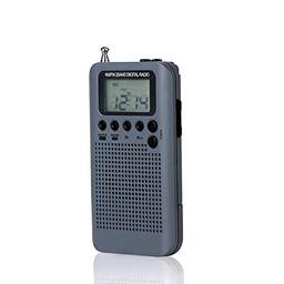 Tomshin HRD-104 Rádio estéreo AM/FM portátil de bolso Rádio de sintonia digital de 2 bandas Mini receptor de rádio ao ar livre com cordão de fone de ouvido Tela LCD de 1,3 polegadas