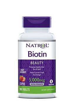 Biotina 5000 mcg Sublingual Morango (90 Tablets) - Natrol
