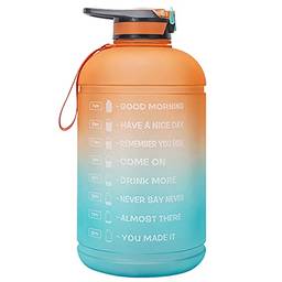 Tomshin Garrafa de água de 1 galão com marcador de tempo BPA FREE 3.78L Garrafa esportiva com canudo para academia de ginástica, esportes, camping, ciclismo