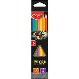Lapis De Cor Triangular Color Peps Fluo 6cores - Pacote com 6 Maped, Multicor