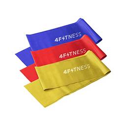 4Fitness Conjunto de faixas elásticas para exercícios de recuperação, fisioterapia, yoga, pilates, reabilitação, fitness, treinamento de força
