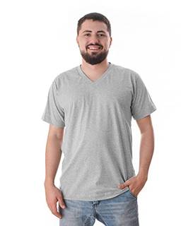 Camiseta Gola V 100% Algodão (Cinza Mescla, M)