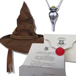 Kit Harry Potter: Chapéu Seletor + Carta Aceitação Hogwarts + Colar Poção Felix Felicis
