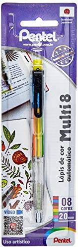 Lápis de Cor Automático, Pentel, Multi8, 2.0mm, 8 Cores
