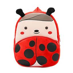 Mochila de criança linda mochila de pelúcia animal cartoon mini bolsa de viagem para meninas meninos de 2 a 6 anos (joaninha)