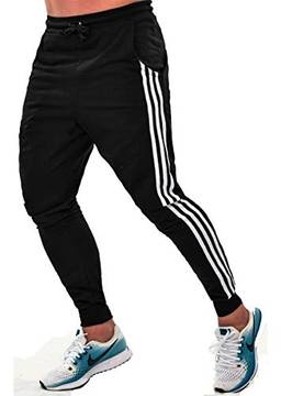 Calça Moletom Skinny Jogger Masculina Listrada Lisa Treino (Cinza, P)