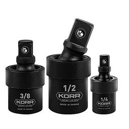 Norske Tools KORR KSS007 Conjunto de soquetes giratórios de junção universal de grau de impacto de 3 peças, 1/4 polegada, 3/8 polegadas, chave de 1/2 polegada