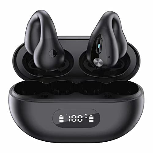 SZAMBIT Fones De Ouvido De Condução óssea Bluetooth 5.3 Com Clipe De Ouvido Sem Fio Fone De Ouvido Esporte à Prova D'água Com Microfone Redução De Ruído Fone De Ouvido (Preto,Ordinário)