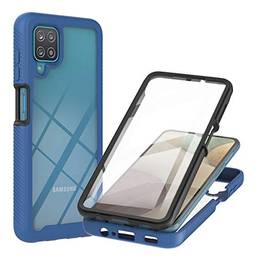 Capa para Samsung Galaxy M12 com protetor de tela, Capa protetora de corpo inteiro Samsung A12/M12 Transparente Capa de TPU macio (Galaxy A12/M12,Azul)