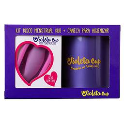 Kit Disco Menstrual Duo Violeta Cup Cor Rosa + Caneca Higienizadora, Violeta Cup, Rosa