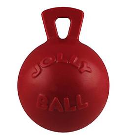 Jolly Pets Bola de brinquedo resistente para cães Tug-n-Toss com alça, 20 cm, grande, vermelha (408 RD)