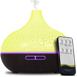 Umidificador Aromatizador Ambiente Ultrassônico Óleo Essencial 550ML Aromaterapia Para Quarto Sala Escritório Yoga (Preto)