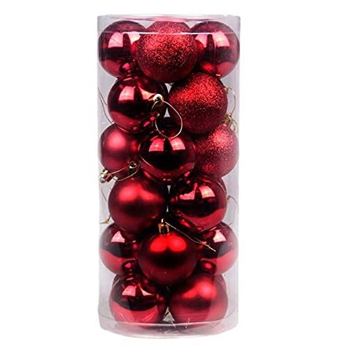 Bolas de Natal Decorativas Bolas de Natal Bolas de Natal - 24 peças Bolas de Natal Brilhantes Decorações de Árvore de Natal Decoração de Festa - Vermelho 6 cm
