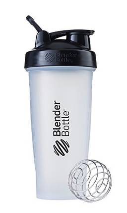 Coqueteleira clássica BlenderBottle perfeita para shakes de proteína e pré-treino, 800 ml, transparente/preto