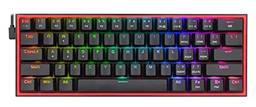 Redragon Teclado para jogos K617 Fizz 60% RGB com fio, 61 teclas, teclado mecânico compacto com teclas pretas, interruptor vermelho linear