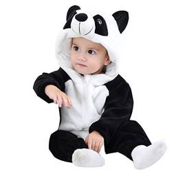 Elonglin Macacão Animal Flanela para Bebês Unissex Zíper com Capuz Pijama para Bebês Macia Quente C 12 – 18 meses