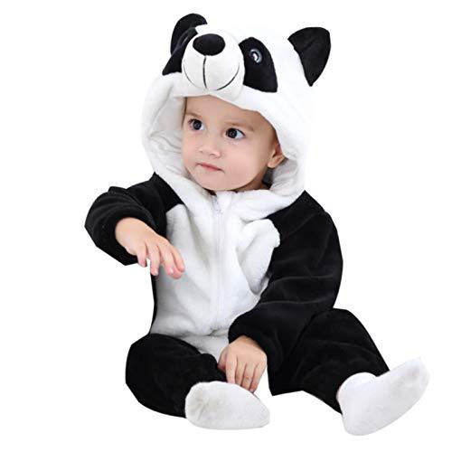 Elonglin Macacão Animal Flanela para Bebês Unissex Zíper com Capuz Pijama para Bebês Macia Quente C 6 – 12 meses