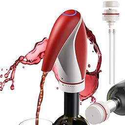 Aerador de vinho elétrico 3 em 1 com rolha de vinho, preservador de vinho à prova de vazamentos, decantador de vinho de um toque e bomba dispensadora de vinho para vinho dispensador automático de oxidante de vinho USB recarregável