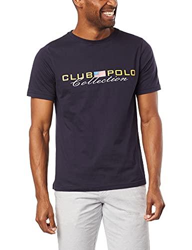 Camiseta Gola Careca, Estampa Club Polo Collection, Club Polo Collection, Masculina, Azul/Amarelo, G