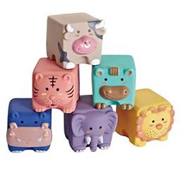 Toyvian 6 Peças de Blocos de Bebê de Brinquedo Macio para Empilhar Blocos de Bola Sensorial Montessori Mordedor de Brinquedo de Mascar para Bebês Crianças