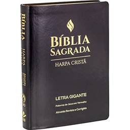 Bíblia Sagrada Letra Gigante com Harpa Cristã - apa em couro sintético, preta: Almeida Revista e Corrigida (ARC)