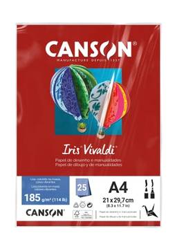 CANSON Iris Vivaldi, Papel Colorido A4 em Pacote de 25 Folhas Soltas, Gramatura 185 g/m², Cor Vermelho Escuro (15)