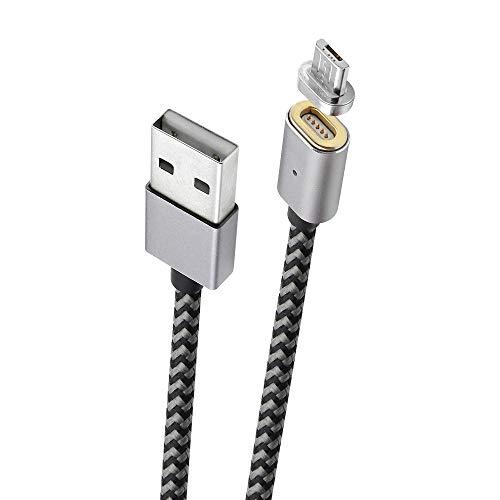 Cabo Micro USB com conector magnético, nylon trançado, 1,5MT, Cinza Escuro, MIC15MG, Geonav
