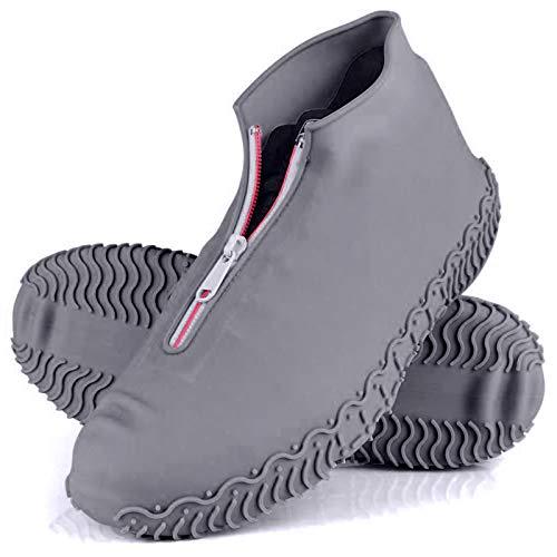 Rehomy Capas impermeáveis para sapatos, modernizadas, reutilizáveis, de silicone, antiderrapante, para chuva, com zíper, protetor de sapatos para uso ao ar livre, para homens, mulheres,XL (EU Size 43-46)