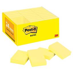 Post-it Mininotas, 3,8 x 5 cm, 24 blocos, notas adesivas favoritas número 1 dos EUA, amarelo canário, remoção limpa, reciclável (653-24VAD)