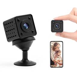 Eastdall Mini Câmera Espiã,1080P / 30fps Mini câmera portátil de alta resolução Smart Wi-Fi Câmera de sem fio Detecção de movimento de com suporte de base de design magnético para doméstica