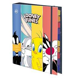Caderno Argolado 1/4 Com 48 Folhas Looney Tunes - Fechamento em elástico DAC 3756