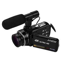 Câmera De Vídeo Digital,Sailsbury 4K Handheld DV Câmera de Vídeo Digital Profissional Filmadora com Sensor CMOS com Lente Grande Angular de 0,45X com Macro Estéreo Microfone na Câmera Montagem em Sapa